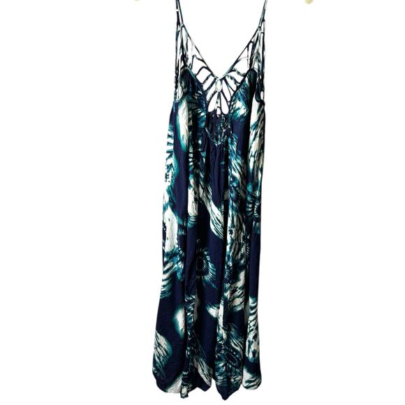 Anthropologie Maxi Dress Blue Tie Dye Strappy Details  Small Summer Fun Beachy - Picture 6 of 12